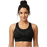 ELEG & STILANCE Women’s High‑Impact Padded Front‑Zip and Hook Sports Bra – Full‑Coverage, Racer‑Back Yoga Running Gym Wear Br