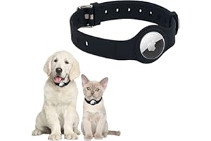 RUNMEIHE Collar Perros para AirTag, Estuche Airtag de Silicona Ajustable Anti Pérdida,GPS Tracker Perros Accesorios para Pequeños y Medianos Perros Mascotas (Perros-Negro)