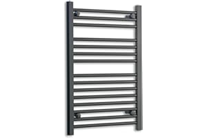 500mm Wide Black Heated Towel Rail Straight Flat Bathroom Warmer Radiator Rack Central Heating Turkish Zone (500mm x 800mm)