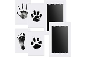 Nabance 2 Pcs Set Impronte Bimbi, Kit Impronta Mani e Piedi Neonati, Kit Impronta Cane, Sicuro e Non Tossico, per Neonati da 0 a 6 Mesi [Nero]