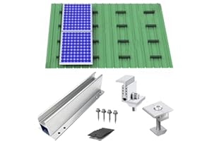 Warmfay Solarmodul Halterung Befestigungssystem, PV Modul Halterung mit 230MM Aluprofil und Einstellbar Klemme für 2X Solarmo
