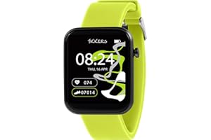 Tikkers Kids Series 13 Smart Watch with Fitness Tracker, Alarm Clock, Camera, GPS Connection, Heart Rate Monitor, Step Counter, Touch Screen, Lime Green Silicone Strap