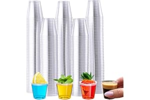 kgpack Confezione da 120 Bicchieri Shot in plastica riutilizzabili - 30 ml Bicchierini Shot lavabili in lavastoviglie - Bicchieri trasparenti Cocktail per Feste Compleanni Picnic