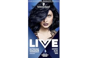 Schwarzkopf LIVE Intense Colour, Long Lasting Permanent Black Blue Hair Dye, With Built-In Vibrancy Serum, Up To 100% Grey Coverage, Cosmic Blue 090