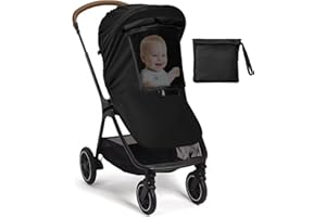 Evolpor Pram Sun Shade, Universal Sun Shade for Pram with Adjustable Curtains, Breathable Safely Insect preventionBlocks up to 99% of UV Fabric Baby Stroller Sun Protection Full Cover…
