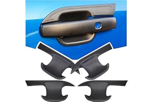 JHCHAN Door Handle Bowl Cover Set for Ford Ranger 2023-2025 Wildtrak Raptor Platinum XLT XL Tremor T9 Accessories Side Door Insert Protector Trim Matte Black ABS 4PCS
