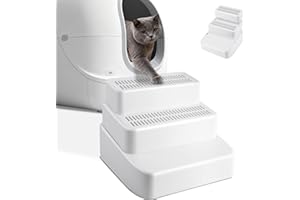 Bartuke Adjustable 3-Steps Litter Box Ramp, Filter Pedal for Cat Litter Box, Pet Toilet Ramp Stool, Cat Steps for Kittens and Older Cats (White)