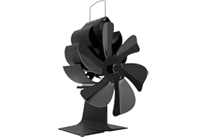 BYBULE Kaminventilator mit 6 Blättern Ofenventilator Lüfter Stromloser Leiser Betrieb, mit Thermometer, Kaminöfen Hitzebetrieben Kamin Ventilator für Holz/Holzbrenner/Kamin Erhöh