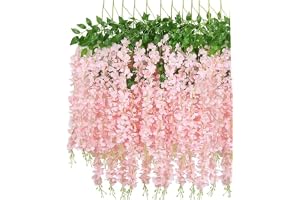 12 st konstgjord blåregn blommor girlang, 9,5 m silke falska blommor hängande vinstockar för inomhus utomhus hem trädgård jul