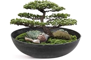 MATCHES21 HOME & HOBBY Matches21 Pot de fleurs rond rond en plastique aspect usé Anthracite Ø 37 x 10,5 cm