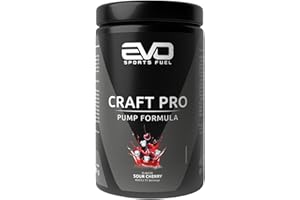 ‎EVO SPORTS FUEL EVO SPORTS FUEL Craft Pro Pump Booster | 450g | Sour Cherry | Pre-Workout-Booster ohne Koffein & Stimulanzien mit L-Citrullin-Malat, L-Arginin & Mehr | Qualitätsgeprüft | Made in Germany (1er Pack)