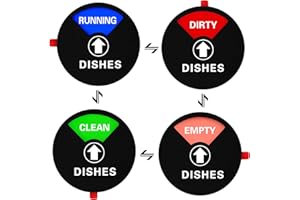 VCRANONR Dishwasher Magnet Clean Dirty Sign Double Sided Strong Kitchen Flip Indicator Universal Kitchen Dish Washer Reversible Indicator with Running Clean Dirty and Empty Options for All Dishwashers
