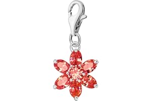Quiges Charm Pendentif en Argent 925 Fleurs de Cristal avec Pierres de Naissance et Fermoir