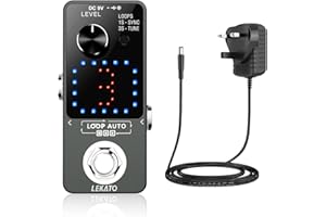 LEKATO Triple loop Pedal Synchronous Recording Electric Auto Guitar Looper Station Total 18 Minutes Unlimited Overdub Effect Pedal for Guitar Bass (Grey+Adapter)