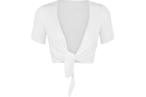 CANDID STYLES Womens Ladies Cap Short Sleeve Shrug Tie Up Front Crop Bolero Cardigan 8-22