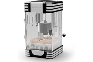‎KLARSTEIN Klarstein Popcornmaschine Klein, Popcornmaschine für Süßes & Salziges Popcorn, 300W Popcorn Maker, Retro Küchengeräte für Popcornmais, Popcorn Maschine mit Edelstahlbehälter, schwarz