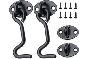 AMJKEJI Gancio Porta e Finestra, 2 Pezzi 75mm Chiusura Chiavistello in Acciaio Inossidabile, Nero Ferma Persiane con Viti per Legno, Giardini, Porte da Garage