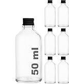 Afracam 50 cc Siyah Metal Kapaklı Hediyelik Shot Şişesi 50 ml Kolonya Koku S&uuml;s K&uuml;&ccedil;&uuml;k Şeffaf Cam Şişe 6 Adet