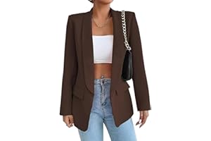 Gerrit Women's Suit Sporty Elegant with Pockets Lapels Suit Jacket Open Front Cardigan Plain Slim Business Long Sleeve Office Jacket Chic Blazer for Wedding