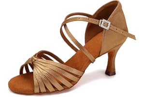 VCIXXVCE Mujer Zapatos de Baile Latino Satén Profesional Salsa Tango Bachata Práctica Zapatos de Baile de Salon