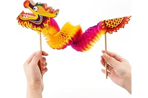 HILEYU Marionnettes Chinoises de Dragon en Papier 6 Pcs DIY Nouvel an Chinois Artisanat d'art Nouvel an Lunaire Ombres Chinoises Cadeau décorations pour Filles garçons Enfants.
