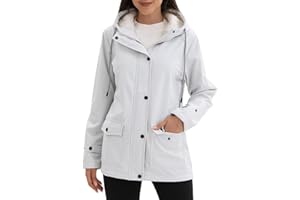 CHIGUOMAOYI Mujeres Chaquetas impermeables al aire libre Softshell Chaqueta con capucha Windbreak Impermeable para el otoño invierno
