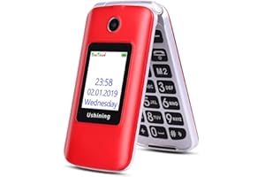 ukuu 3G Big Button Basic Mobile Phones for Elderly, Dual Sim Free Flip up Mobile Phone Unlocked with Dock,Pay As You Go Mobile Phone Easy to Use for Senior (Red)