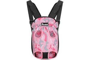 Pawaboo Sac de Transport de Voyage Sac à Dos de Transporteur Ventral Poitrine pour Petit Chien Chiot Chat pour Traveling Hiking Camping etc. Grande Taille, Camouflage Rose