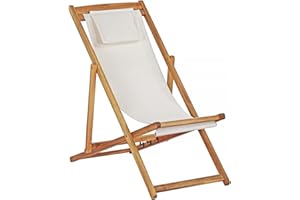 BRIGROS LA VOGLIA DI FARE Estosa - Sdraio Da Giardino Erica, Sedia Sdraio, Sdraio Da Spiaggia In Legno Di Acacia Oliata, 3 Inclinazioni, Con Cuscino, Sdraio Pieghevole Per Arredo Giardino, Sdraio Da Spiaggia