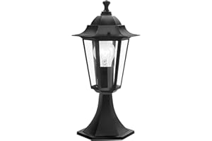 Eglo Lampada con base da esterno Laterna 4, lampada da esterno uno punto luce, lampada con base in alluminio pressofuso e vetro, nero, E27, IP44