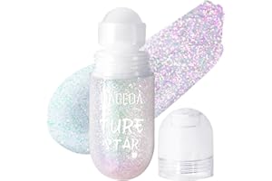 Prreal Roll-on Gel à paillettes pour le corps, paillettes holographiques pour le visage, accessoires de festival, paillettes, Halloween, maquillage de fête, couleur 03