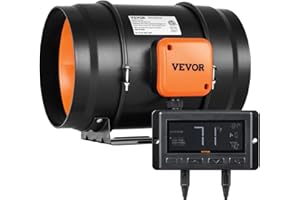 VEVOR Inline Duct Fan, 203.2mm 506.2 CFM with Temperature Humidity Controller, Quiet EC-motor Ventilation Exhaust Fan for Cooling Booster, Grow Tents, Hydroponics