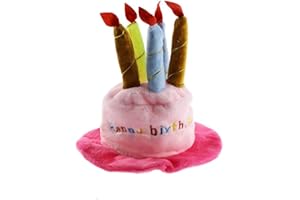 BIGTRON Dog Birthday Hat with Cake & Candles Design Party Costume Accessory Headwear (One Size Fits Most) (Pink)