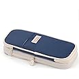 EASTHILL Canvas Big Capacity Pencil Case Large Pencil Pouch Stationery Pen Bag For Teen Girls (Retro, Blue)