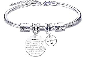 MNBVBV Pulsera para Mamá Pulsera Mamá personalizada día de la Madre Regalo original，pulsera mamá e hija Regalo de cumpleaños para mamá，Regalo para mi mamá de Navidad