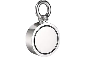 Wukong 300kg Doppelseitig Neodym Ösenmagnet,Super Stark Power Magnete Perfekt zum Magnetfischen und Bergung,Ø 60mm mit Öse Neodymium Topfmagnet