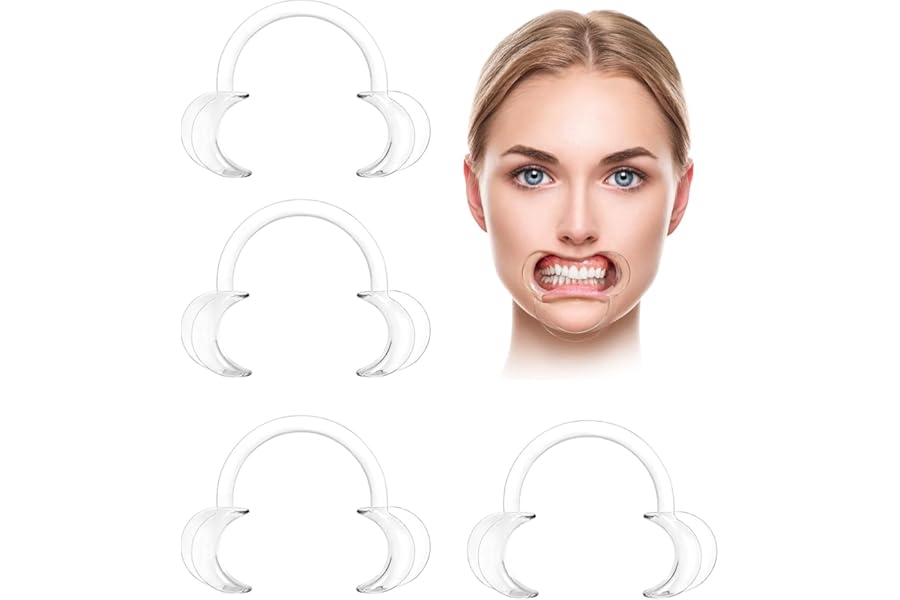 Dental Mouth Opener 4-Pack - C-Shaped Cheek Retractors for Adults & Kids - Dentist Tools for Teeth Whitening, Open Mouth Game & Dental Procedures