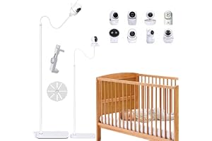 Baby Monitor Floor Stand 170cm Adjustable Height Holder Mount with Clamp and 1/4 Screw Hole, Universal Baby Camera Stand Compatible with HelloBaby, Nanit Pro, Eufy, Vtech, Motorola Baby Camera, White