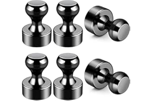 GRTARD Strong Magnet, 6 Pack Black 12 x 16 mm Fridge Magnets, Magnetic Push Pins, Magnetic Thumb Tacks, Neodymium Magnets Push Pins, Whiteboard Magnet for Photo Map Postcard A4 Paper DIY