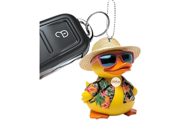 Charme de rétroviseur, ornement de voiture de canard, Ornement de gueule de voiture 2d Duck jaune acrylique 2D, Pendentif à charme animal pour sac porte-clés sac à dos