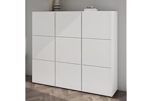 maimai Scarpiera da Ingresso 135x36x120cm, Armadio Scarpiera Portascarpe Salvaspazio con 9 Ante + 18 Scomparti per Soggiorno, Camera da Letto, Bianco Opaco, Schuhschrank02