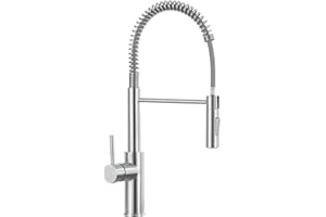 CECIPA Rubinetto Cucina con Doccetta Estraibile e 2 Tipi di Getto, Arco Alto Rubinetto Lavello Cucina con Molla a Spirale e Girevole 360°, Miscelatore Cucina con Doccetta Estraibile Pull-down