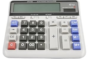 DAKEXIONG Desktop Accounting Calculator with 12-Digit Extra Large LCD Display, Accountant Calculator for Big Buttons, Battery & Solar Dual Power Supply for Office Business Home Daily Use