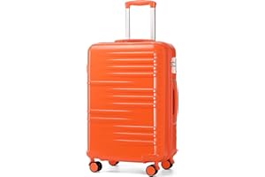 British Traveller Maleta de Cabina Maleta de Viaje Rígida Equipaje de Mano ABS+PC Ligera con Cerradura TSA (24 Pulgadas, Naranja)