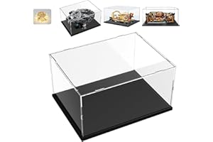 ELEPURE Teca Espositiva Plexiglass Acrilico per Lego Millennium Falcon 75375 per Central Perk 21319 per Supra 42204 per 42151 75380, Vetrina per Collezionismo Vetrinetta con Led, Interno Nero 35x25x15cm