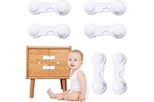 Phantasy® Selbstklebende Kindersicherung 6 Stück, Verstellbare Kinder Sicherheits-Schlösser mit Kleber, Ohne Bohren und Schrauben, für Kühlschrank, Toilettensitz