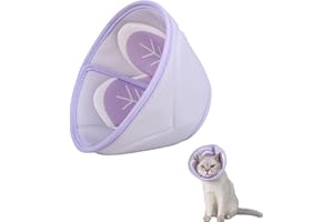 MEISO Collar Isabelino Gatos, Collarín Ajustable para Gato, Suave Collar Recuperación Gato, Cono Suave del Cuello Elizabethan, Cono después de la Cirugía y Lesiones (Púrpura, S)