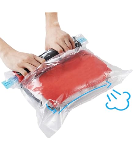 12 Sacchetti Sottovoto Viaggio Riutilizzabili | 35x50 Cm Senza Pompa | Borse Compressione Abbigliamento Per Valigia | Salvaspazio E Impermeabili - copertina