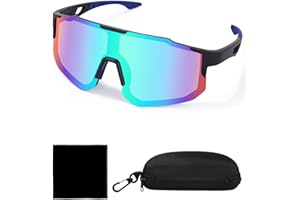 FAOKZE Schnelle Brille Rave, Verspiegelt Sportbrille, Radbrille,Polarisierte Sport-Sonnenbrille für Herren & Damen mit UV400 Schutz, Fahrradbrille für MTB, Radfahren, Laufen, Ski