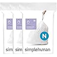 simplehuman CW0262 code N Custom Fit Bin Liner Bulk Pack, White Plastic (3 Pack of 20, Total 60 Liners)